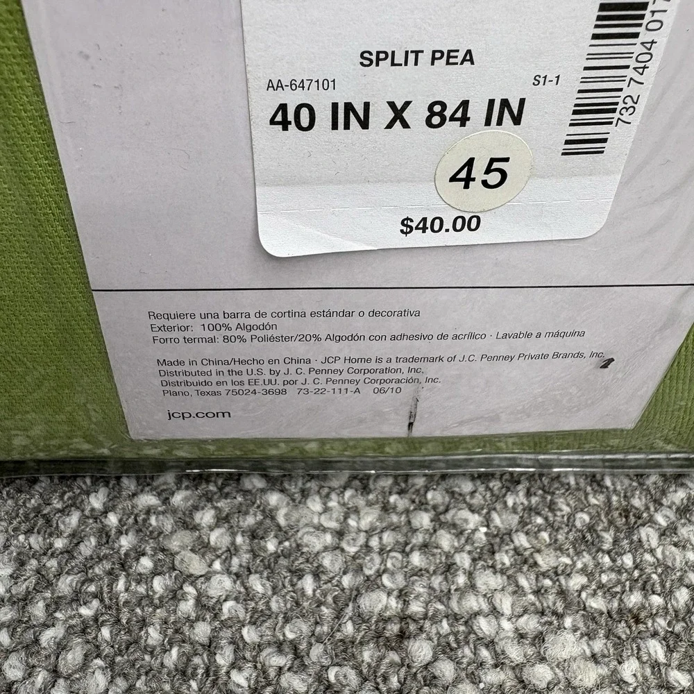 JC Penney Grommet Curtains Set Of 2 Panels‎ New Split Pea Color 40 X 84 NOS VTG